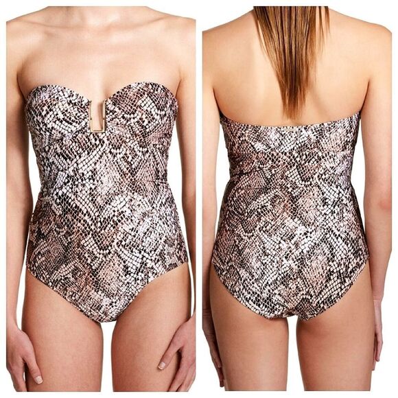 Calvin Klein Women's Chameleon Gold Hardware One-Piece Bandeau Swimsuit size 4 - Picture 1 of 16